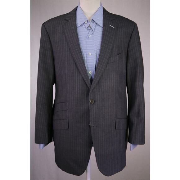Sebastien Grey Clothiers Bespoke Gray Pinstripe 2-Btn Wool Blazer Jacket 46R - Picture 2 of 10